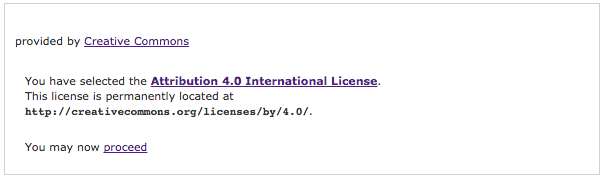 CC license verification message