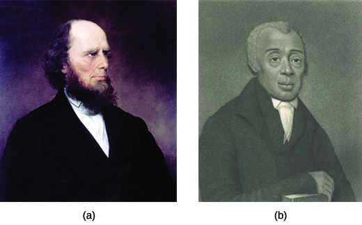 Painting (a) is a portrait of Charles Grandison Finney. Painting (b) is a portrait of Richard Allen.