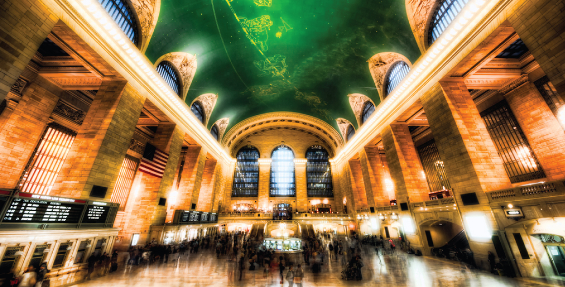 This photo shows the hustle and bustle of Grand Central Station.