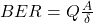 BER = Q\tfrac{A}{\delta}