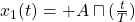 x_1 (t) = + A \sqcap( \tfrac{t}{T})