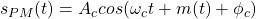 s_{PM}(t) = A_c cos(\omega_c t + m(t) + \phi_c)