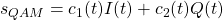 s_{QAM} = c_1(t) I (t) + c_2(t) Q(t)