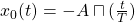 x_0 (t) = - A \sqcap( \tfrac{t}{T})