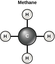 Diagram of a methane molecule.