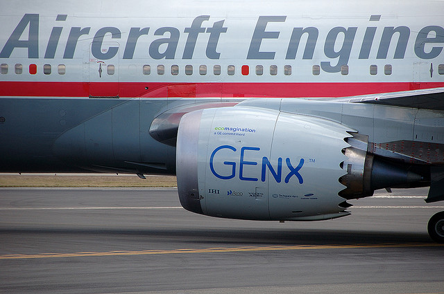 GE's GEnx aircraf engine on a Boeing 747