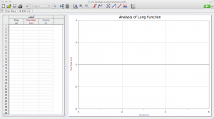 Opening screen for lung function analysis.