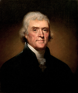 A portrait of Thomas Jefferson is shown.